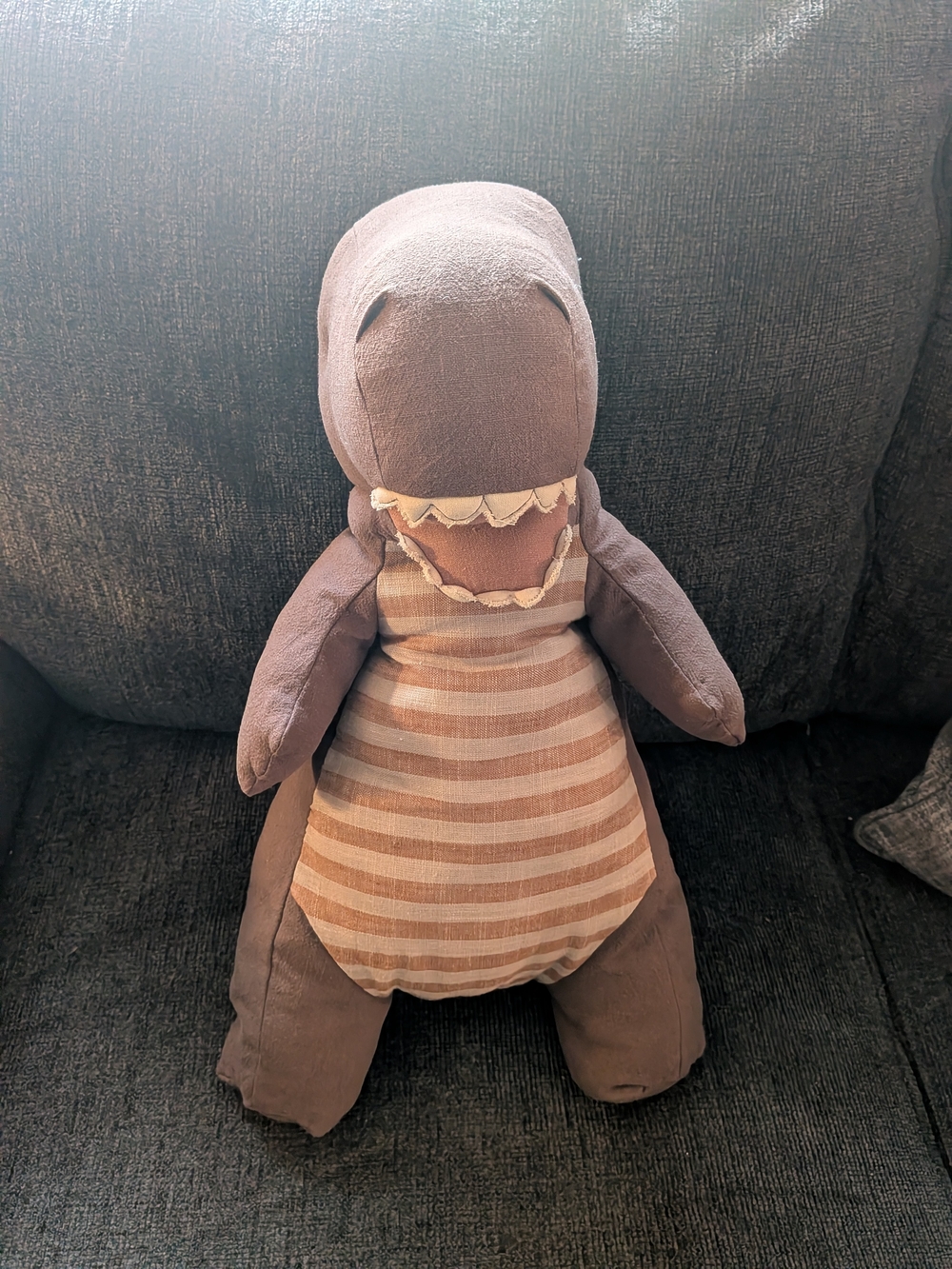 Maileg Gantosaurus Plush Dinosaur Big Large Chocolate Brown Striped Belly 17"
